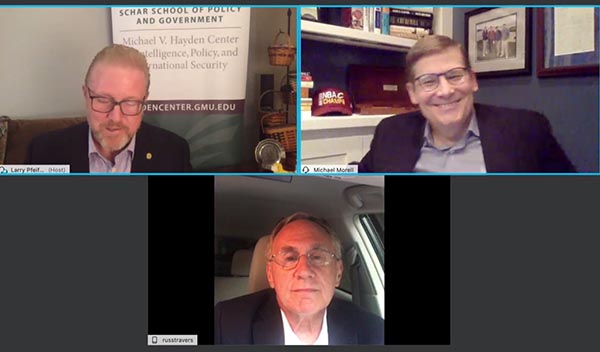 A screenshot from the webinar. Screenshot by Buzz McClain/Schar School of Policy and Government