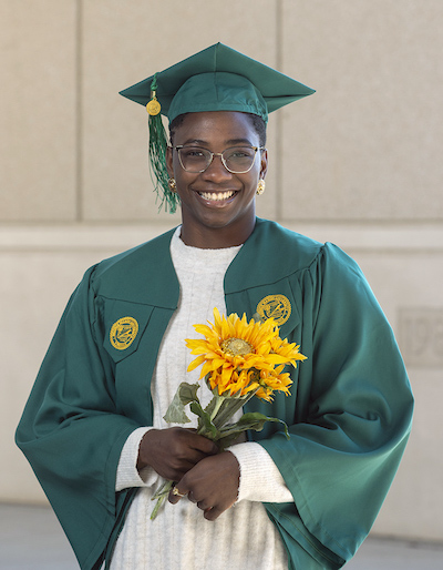shot of Yasmin Alamin in grad gear