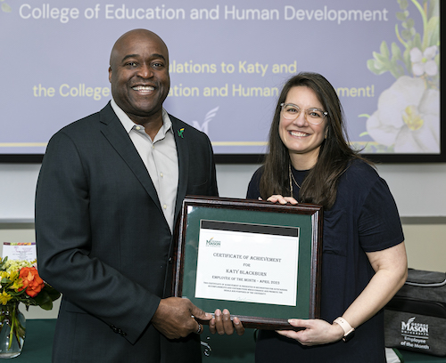 Pres Washington poses with EOTM Katy Blackburn