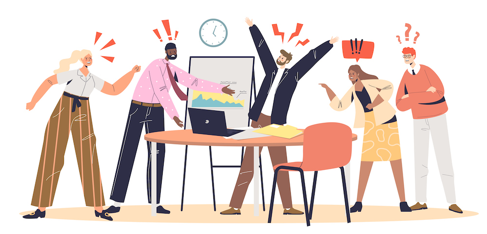 illustration of an excited team at work