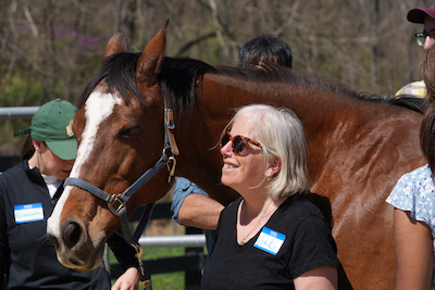 Vicki Kirsch at Project Horse for her Trauma and Recovery course. Photo by Evan Cantwell/Office of University Branding