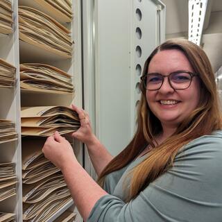 Emily Poindexter in file room