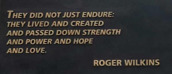 "They did not just endure; they lived and created and passed down strength and power and hope and love" - Roger Wilkins
