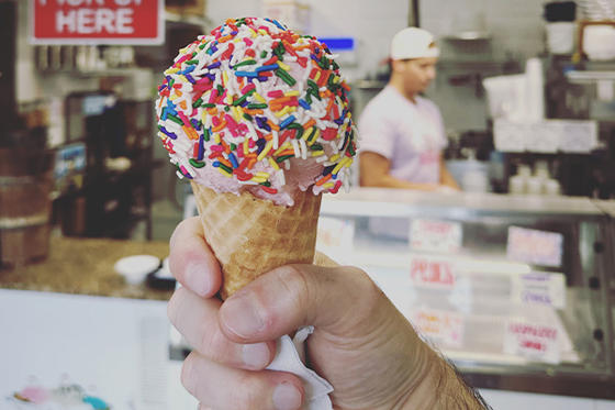 Woody's vanilla ice cream cone with sprinkles. Photo by Office of University Branding.