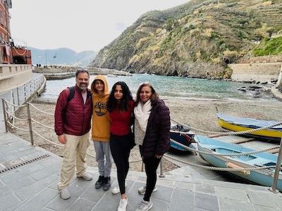 The Khemani family while hiking the Italian Riviera. Photo provided.